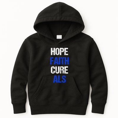 Hope Faith Cure ALS Awareness Kids Hoodie