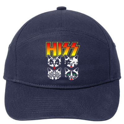 HISS Funny Cat Meow Kitty Rock Music Lover Purr And Roll 7-Panel Snapback Hat