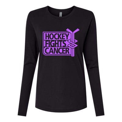 Hockey Fights Cancer Awareness Womens Cotton Relaxed Long Sleeve T-Shirt