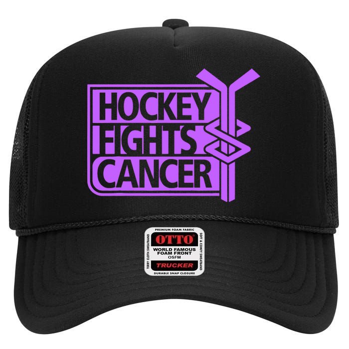 Hockey Fights Cancer Awareness High Crown Mesh Back Trucker Hat