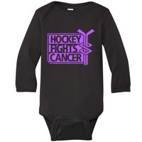 Hockey Fights Cancer Awareness Baby Long Sleeve Bodysuit