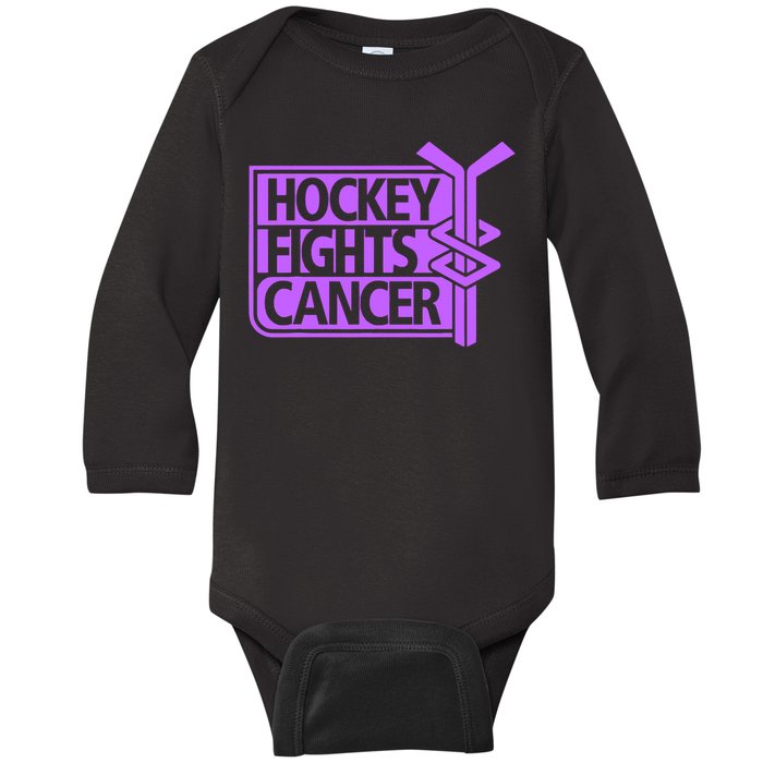 Hockey Fights Cancer Awareness Baby Long Sleeve Bodysuit