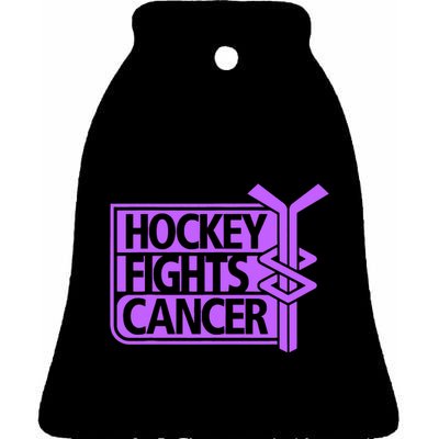 Hockey Fights Cancer Awareness Ceramic Bell Ornament