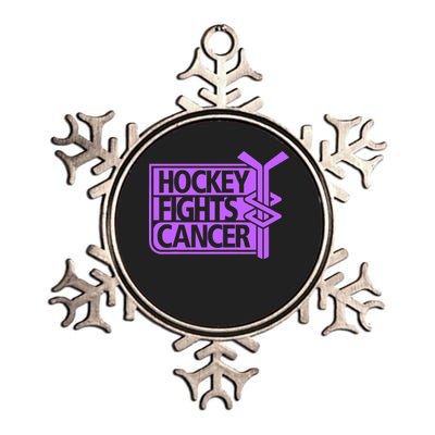 Hockey Fights Cancer Awareness Metallic Star Ornament