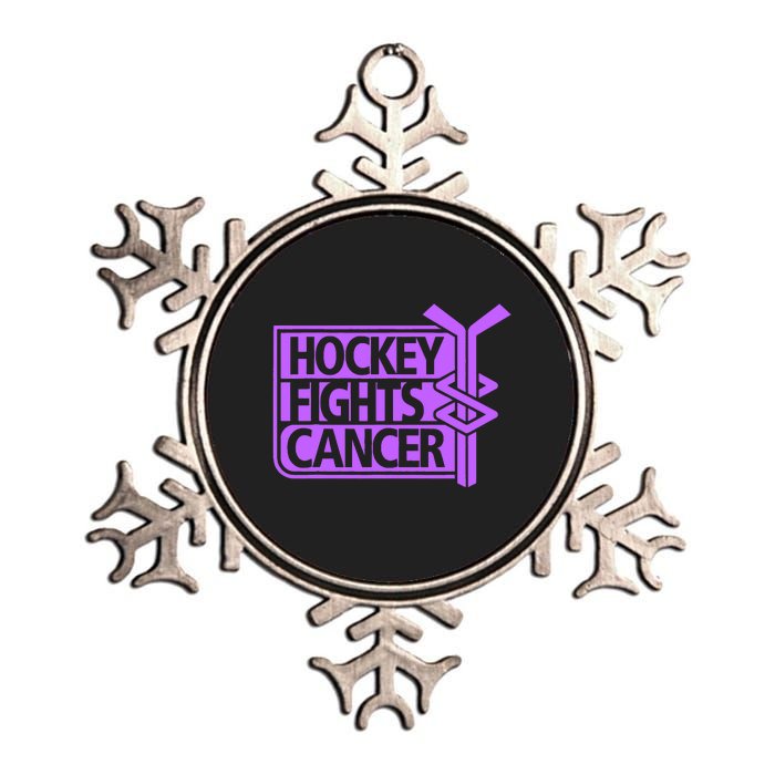 Hockey Fights Cancer Awareness Metallic Star Ornament