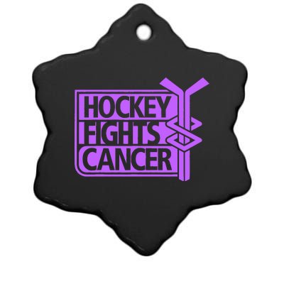 Hockey Fights Cancer Awareness Ceramic Star Ornament