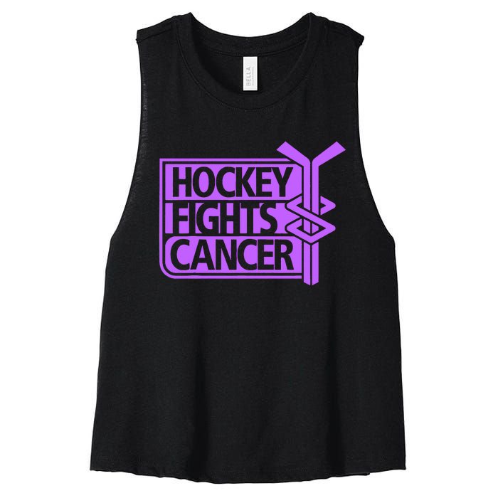 Hockey Fights Cancer Awareness Women's Racerback Cropped Tank