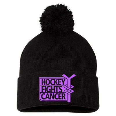 Hockey Fights Cancer Awareness Pom Pom 12in Knit Beanie