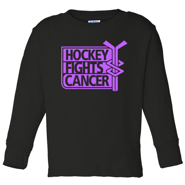 Hockey Fights Cancer Awareness Toddler Long Sleeve Shirt