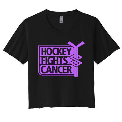 Hockey Fights Cancer Awareness Women's Crop Top Tee