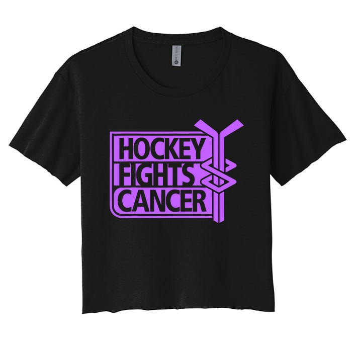 Hockey Fights Cancer Awareness Women's Crop Top Tee