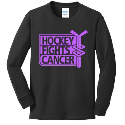 Hockey Fights Cancer Awareness Kids Long Sleeve Shirt