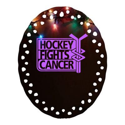 Hockey Fights Cancer Awareness Ceramic Oval Ornament