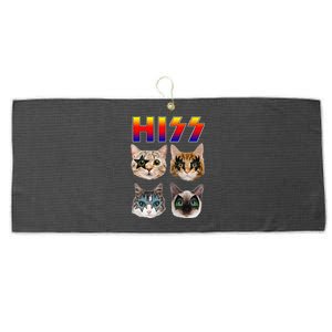 Hiss Funny Cats Kittens Rock Rockin Cute Large Microfiber Waffle Golf Towel