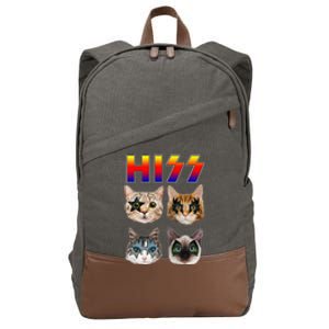 Hiss Funny Cats Kittens Rock Rockin Cute Cotton Canvas Backpack