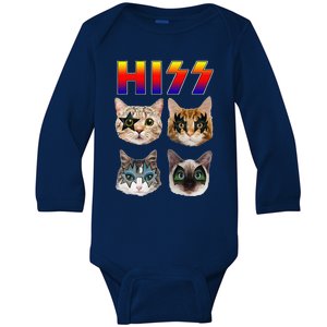 Hiss Funny Cats Kittens Rock Rockin Cute Baby Long Sleeve Bodysuit