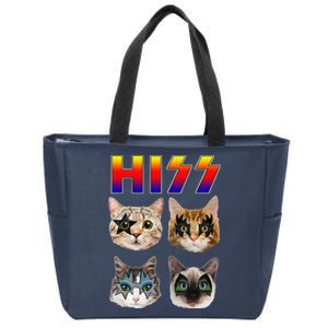 Hiss Funny Cats Kittens Rock Rockin Cute Zip Tote Bag