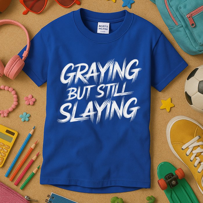 Humor For Dad Graying But Still Slaying Kids T-Shirt