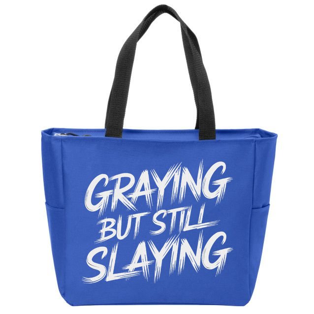 Humor For Dad Graying But Still Slaying Zip Tote Bag
