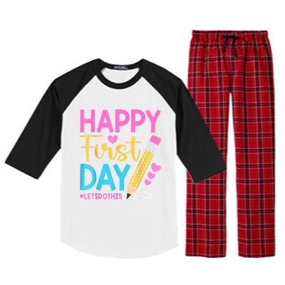 Happy First Day Lets Do This Welcome Back To School Teacher Raglan Sleeve Pajama Set