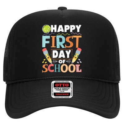 Happy First Day Of School Teacher Student Kindergarten Trucker Hat