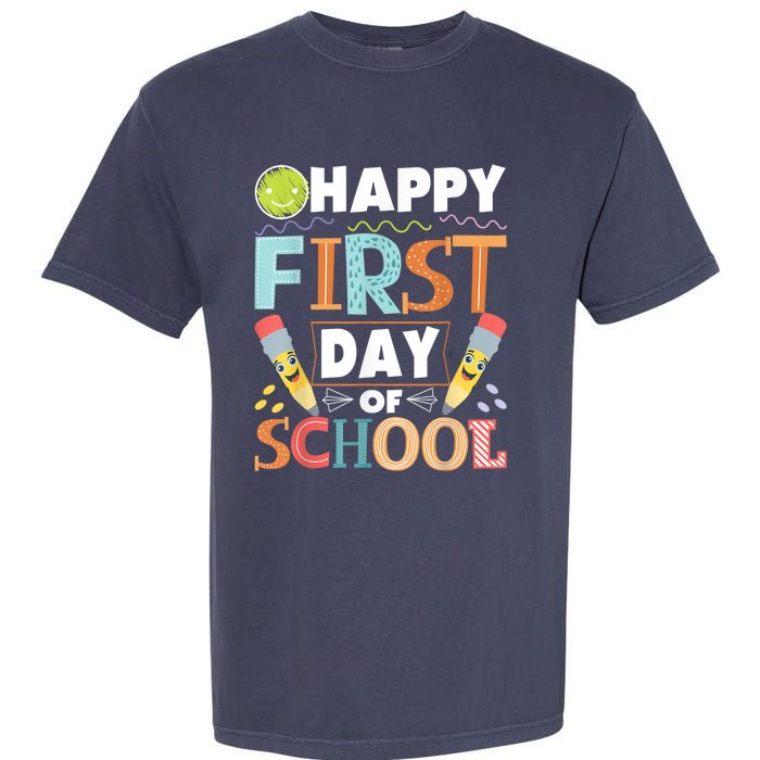 Happy First Day Of School Teacher Student Kindergarten Garment-Dyed Heavyweight T-Shirt