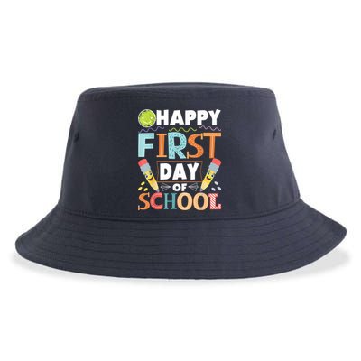 Happy First Day Of School Teacher Student Kindergarten Sustainable Bucket Hat