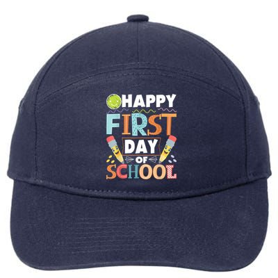 Happy First Day Of School Teacher Student Kindergarten 7-Panel Snapback Hat