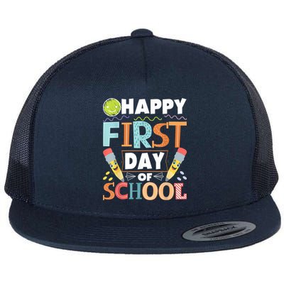Happy First Day Of School Teacher Student Kindergarten Flatbill Hat