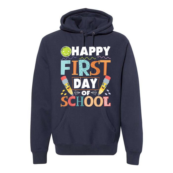 Happy First Day Of School Teacher Student Kindergarten Premium Hoodie