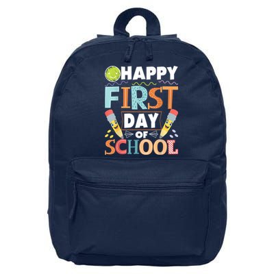 Happy First Day Of School Teacher Student Kindergarten 16 in Basic Backpack