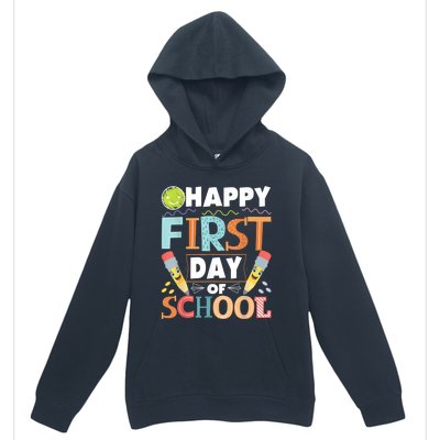 Happy First Day Of School Teacher Student Kindergarten Urban Pullover Hoodie