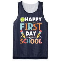 Happy First Day Of School Teacher Student Kindergarten Mesh Reversible Basketball Jersey Tank