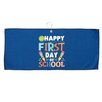 Happy First Day Of School Teacher Student Kindergarten Large Microfiber Waffle Golf Towel