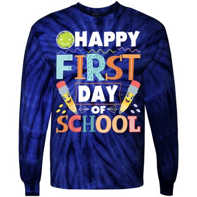 Happy First Day Of School Teacher Student Kindergarten Tie-Dye Long Sleeve Shirt