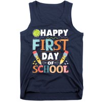 Happy First Day Of School Teacher Student Kindergarten Tank Top