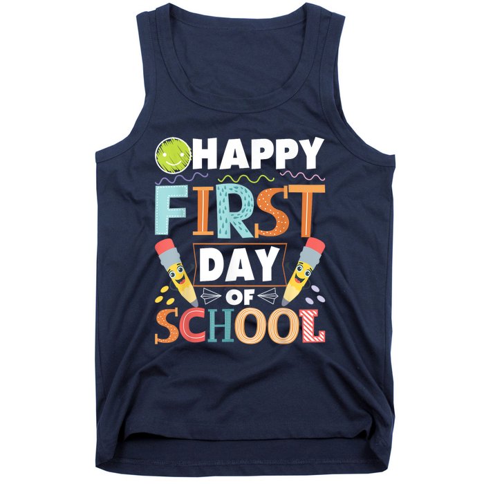 Happy First Day Of School Teacher Student Kindergarten Tank Top