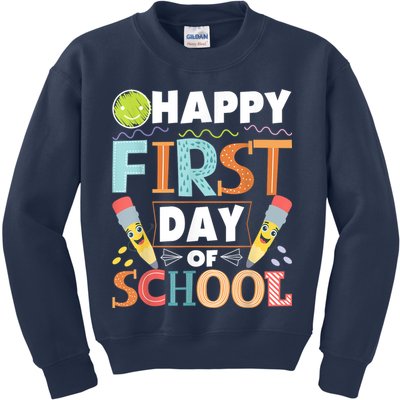 Happy First Day Of School Teacher Student Kindergarten Kids Sweatshirt