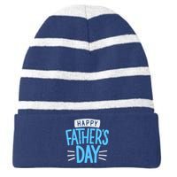 Happy Fathers Day Celebration Gift Striped Beanie with Solid Band