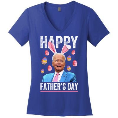 Happy Father's Day Funny Biden Confused For Easter Day Gift Women's V-Neck T-Shirt