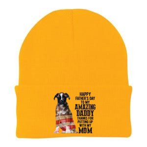 Happy Fathers Day To My Amazing Daddy Boxer Dog Knit Cap Winter Beanie