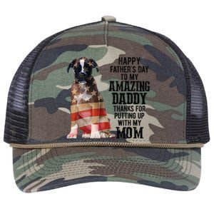 Happy Fathers Day To My Amazing Daddy Boxer Dog Retro Rope Trucker Hat Cap