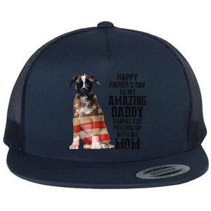 Happy Fathers Day To My Amazing Daddy Boxer Dog Flat Bill Trucker Hat