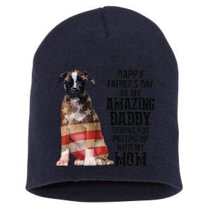 Happy Fathers Day To My Amazing Daddy Boxer Dog Short Acrylic Beanie