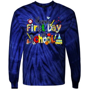 Happy First Day Of School Teachers Students Back To School Tie-Dye Long Sleeve Shirt