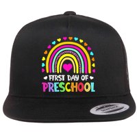 Happy First Day Of Preschool Back To School Flat Bill Trucker Hat