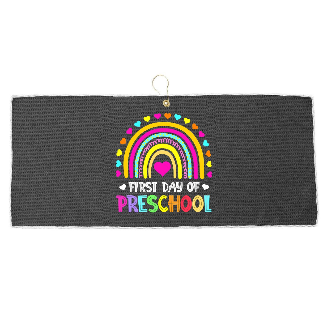 Happy First Day Of Preschool Back To School Large Microfiber Waffle Golf Towel