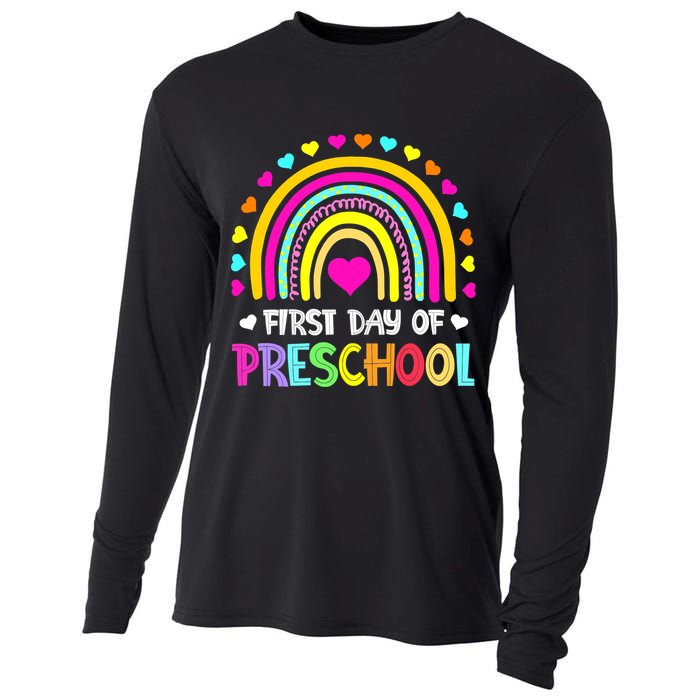 Happy First Day Of Preschool Back To School Cooling Performance Long Sleeve Crew