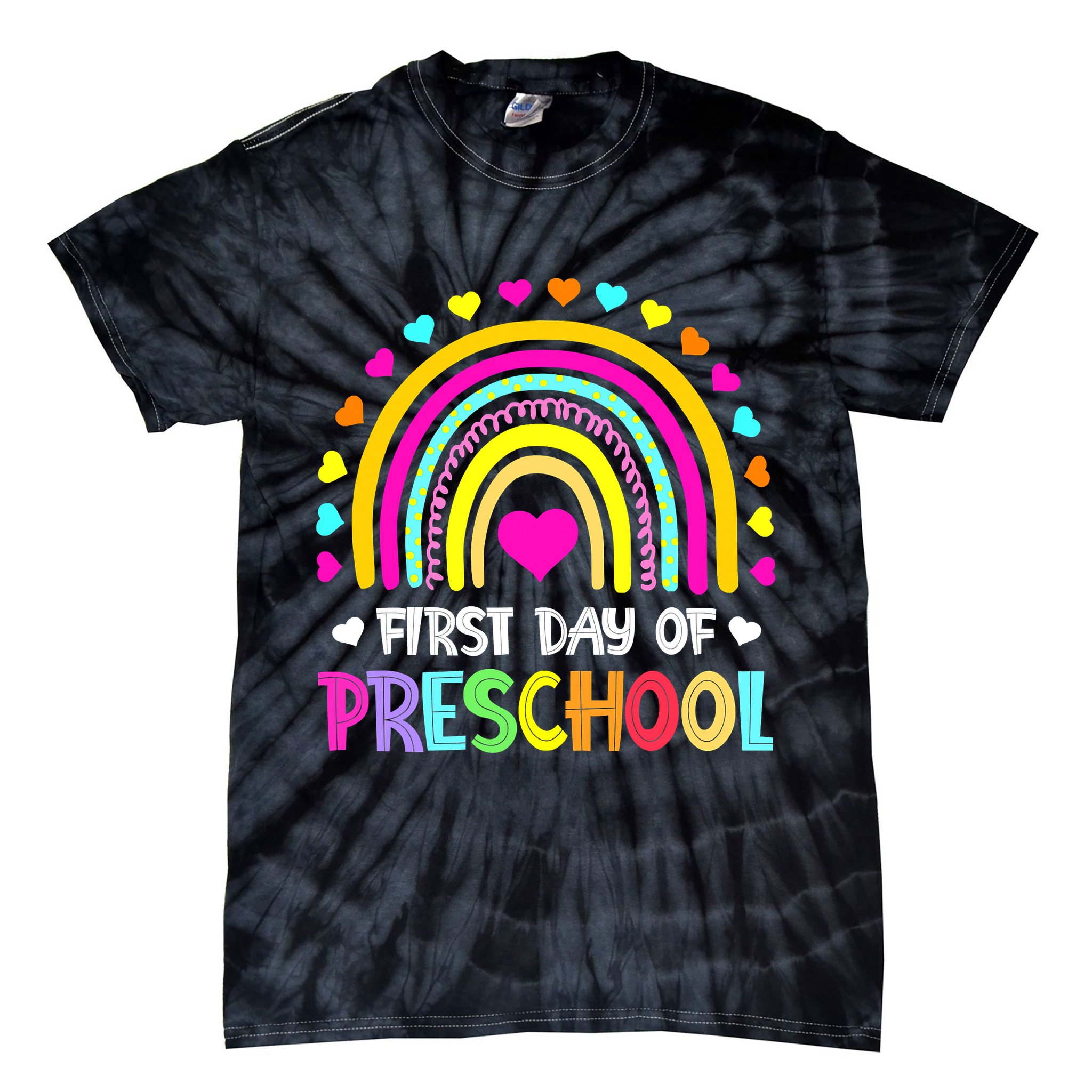 Happy First Day Of Preschool Back To School Tie-Dye T-Shirt