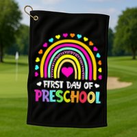 Happy First Day Of Preschool Back To School Golf Towel